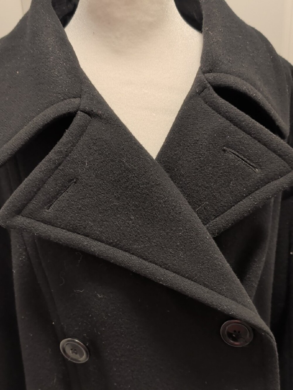 BRAETAN 2X Women's Pre-Owned Black Wool Peacoat - Timeless Double-Breasted - Picture 2 of 15